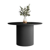 RUNDER Esstisch OVI mit geriffeltem Untergestell Schwarz - Schwarz, Holzwerkstoff (120/120/76cm) - Lookway