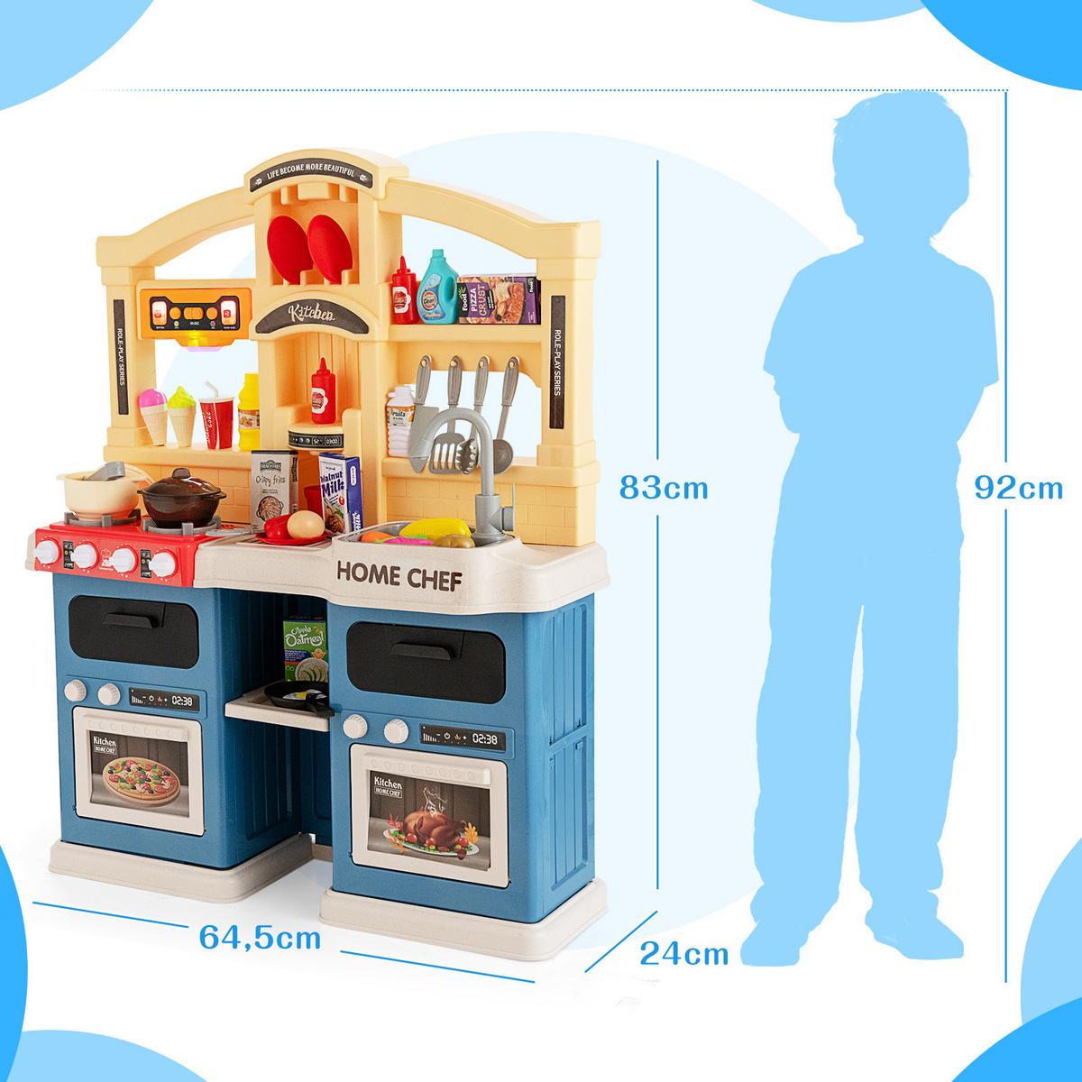 SPIELKÜCHENSET Blau - Blau, Kunststoff (66/83/23cm) - COSTWAY