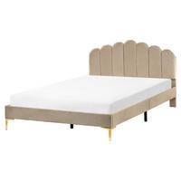 BETT mit Lattenrost 160/200 cm Samtstoff Taupe Sauvian - Taupe, Textil (160/200cm) - Beliani