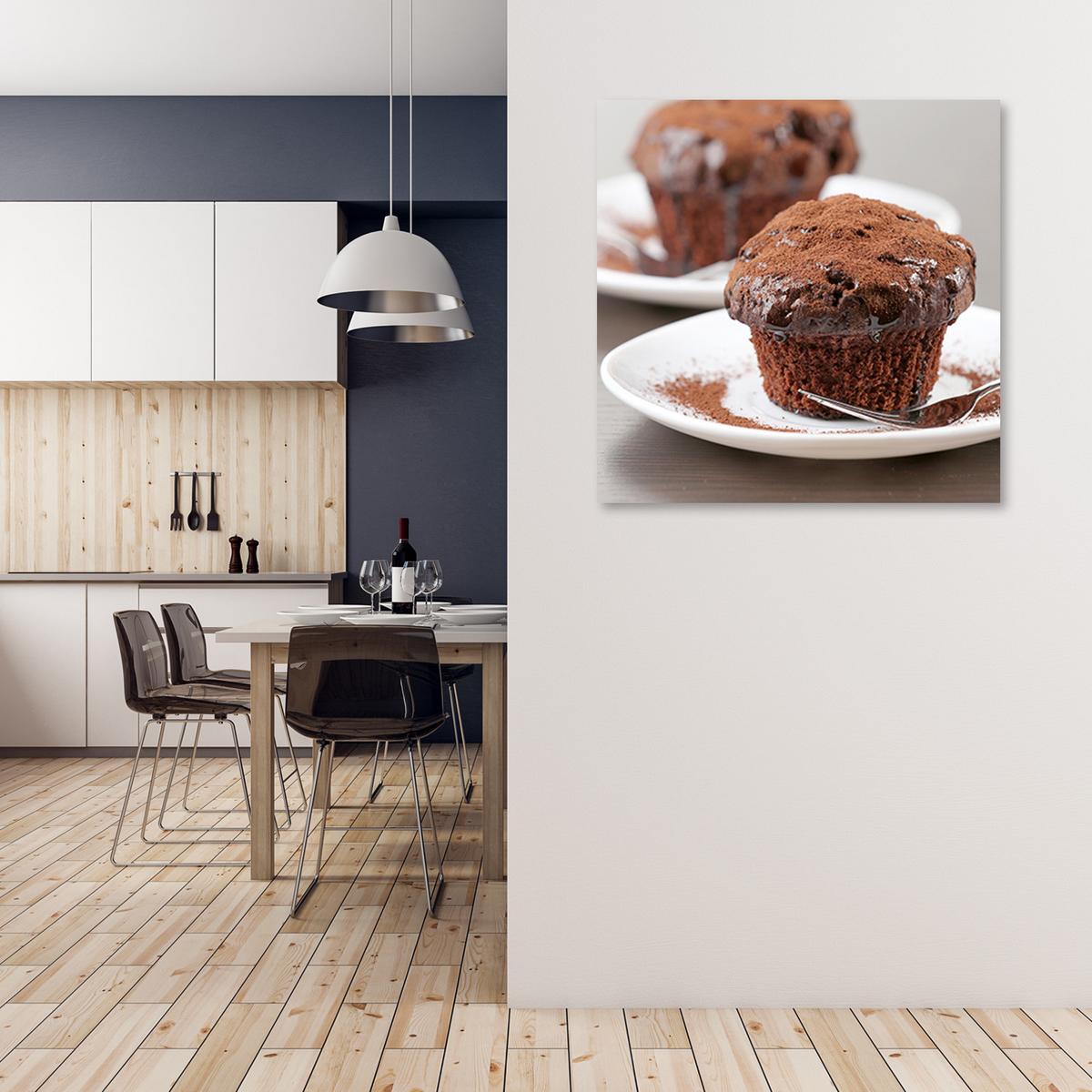 WANDBILD schokomuffins kuchen - Braun, Textil (50/50cm) - Feeby