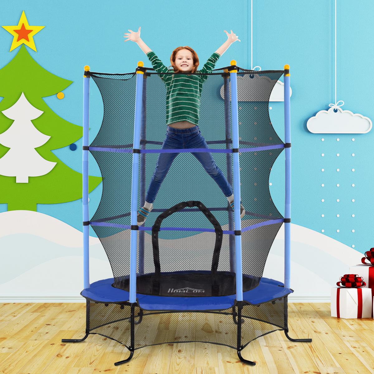 KINDERTRAMPOLIN - Blau, Kunststoff/Metall (163/163cm) - HOMCOM