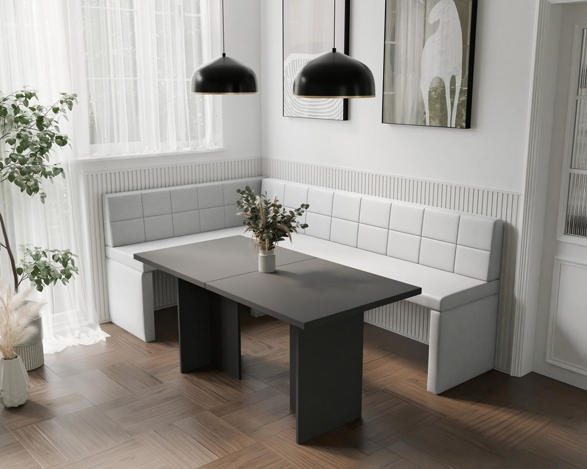 ECKBANK links MELVIN Kunstleder, 128/168 cm Weiß - Weiß, Holz/Kunststoff (128/168cm) - Idohome