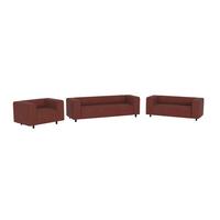 SITZGARNITUR 3+2+1 Tove Terrakotta Cord - Terracotta/Schwarz, Holz/Kunststoff (175/65/80cm) - S-Style Möbel