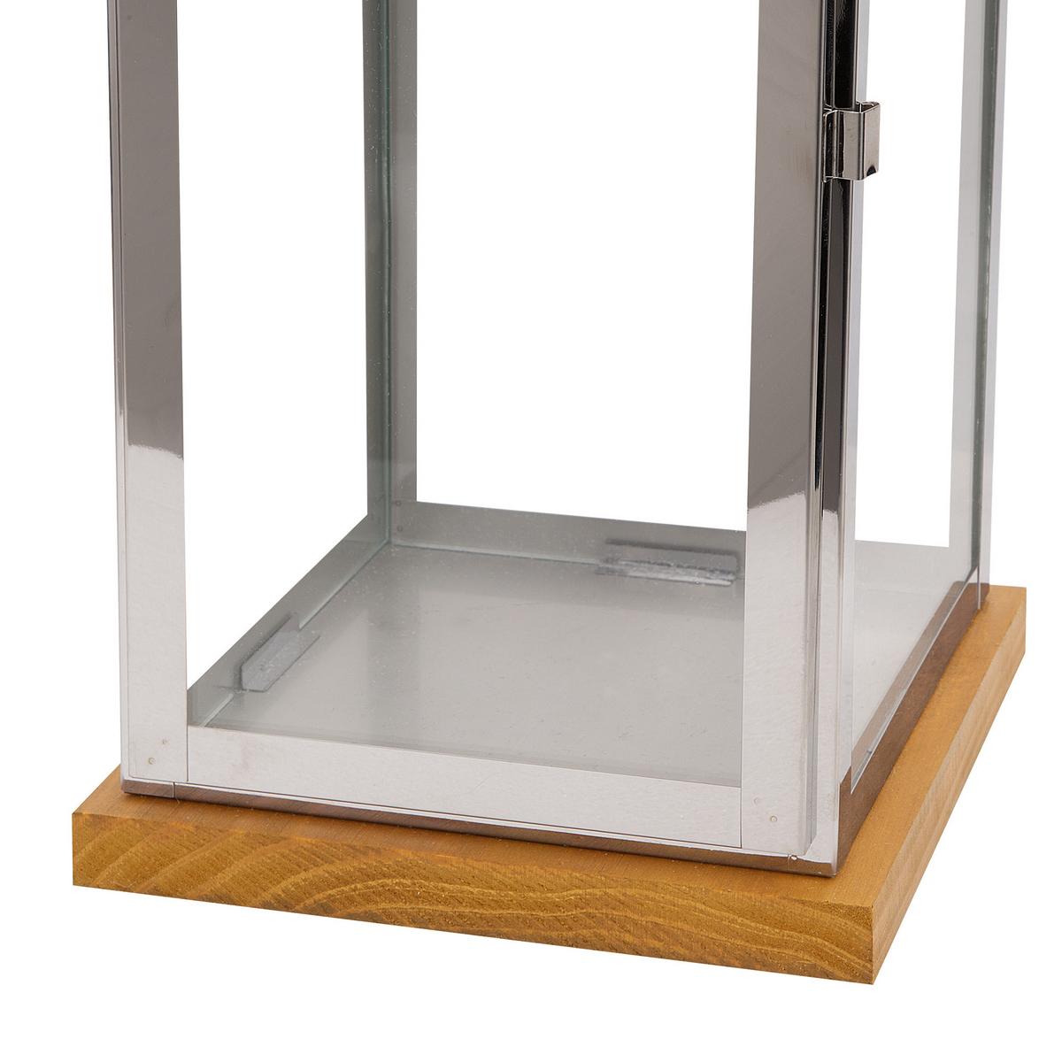 LATERNE Silber Borneo - Silberfarben/Braun, Holz (19/41/19cm) - Beliani