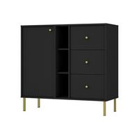 KOMMODE TORINO 100/95/41 cm mit 3 Schubladen 1 Türen Graphitfarben - Graphitfarben, Holzwerkstoff (100/95/41cm) - MASSENO