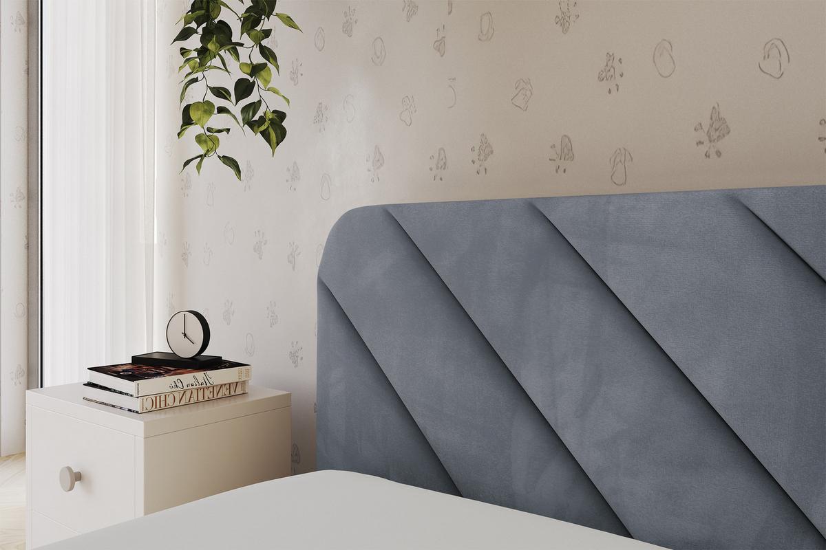 EINZELLBETT Jugendbett mit Bettkasten und Matratze H3/H4, Rechts - FIKY 90x200 Grau - Blaugrau, Holzwerkstoff/Textil (90/200cm) - ALTDECOR