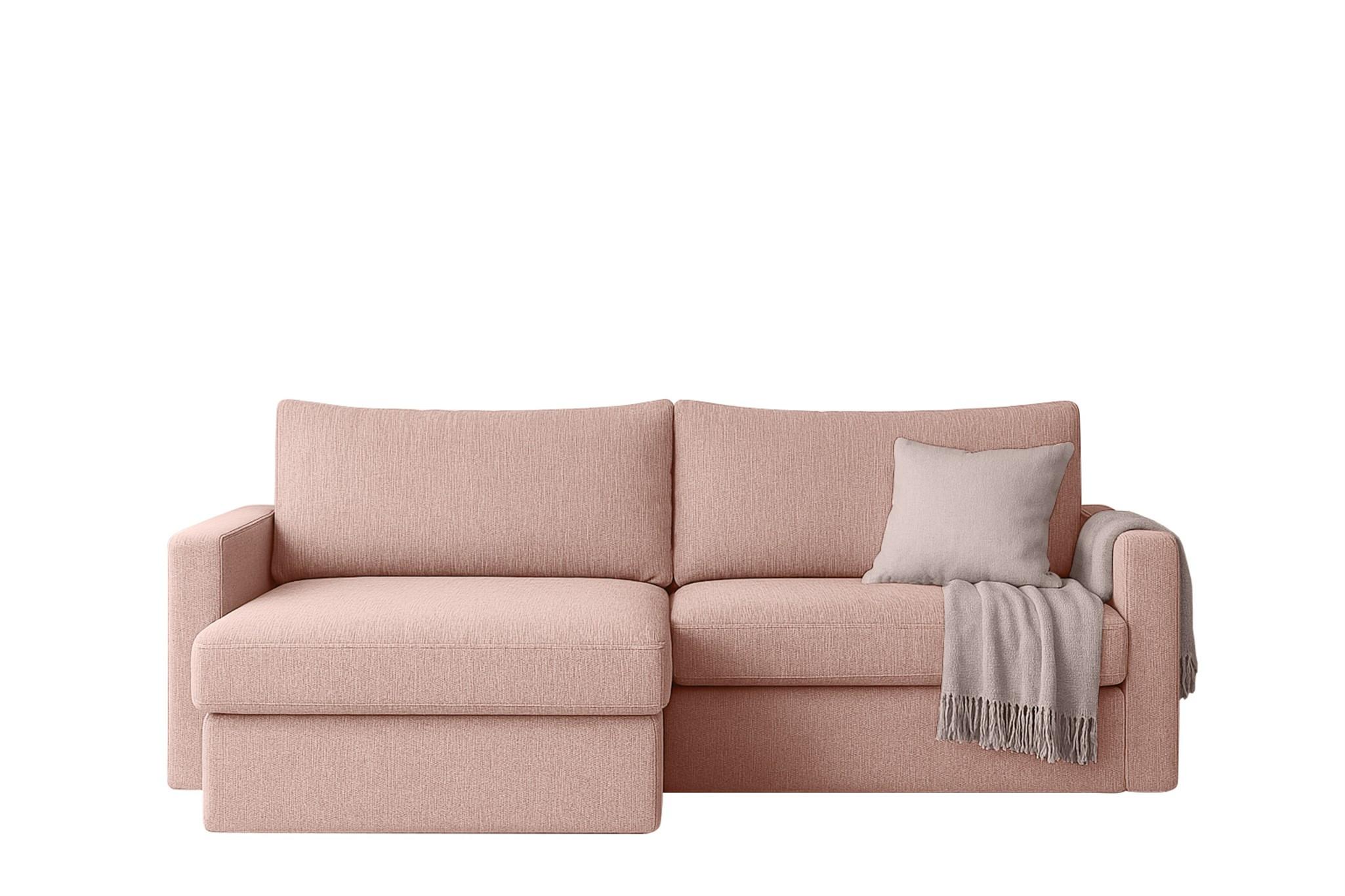 ECKSOFA Bendik In Faro - Rosa, Holzwerkstoff/Textil (224/140cm) - Fun Möbel