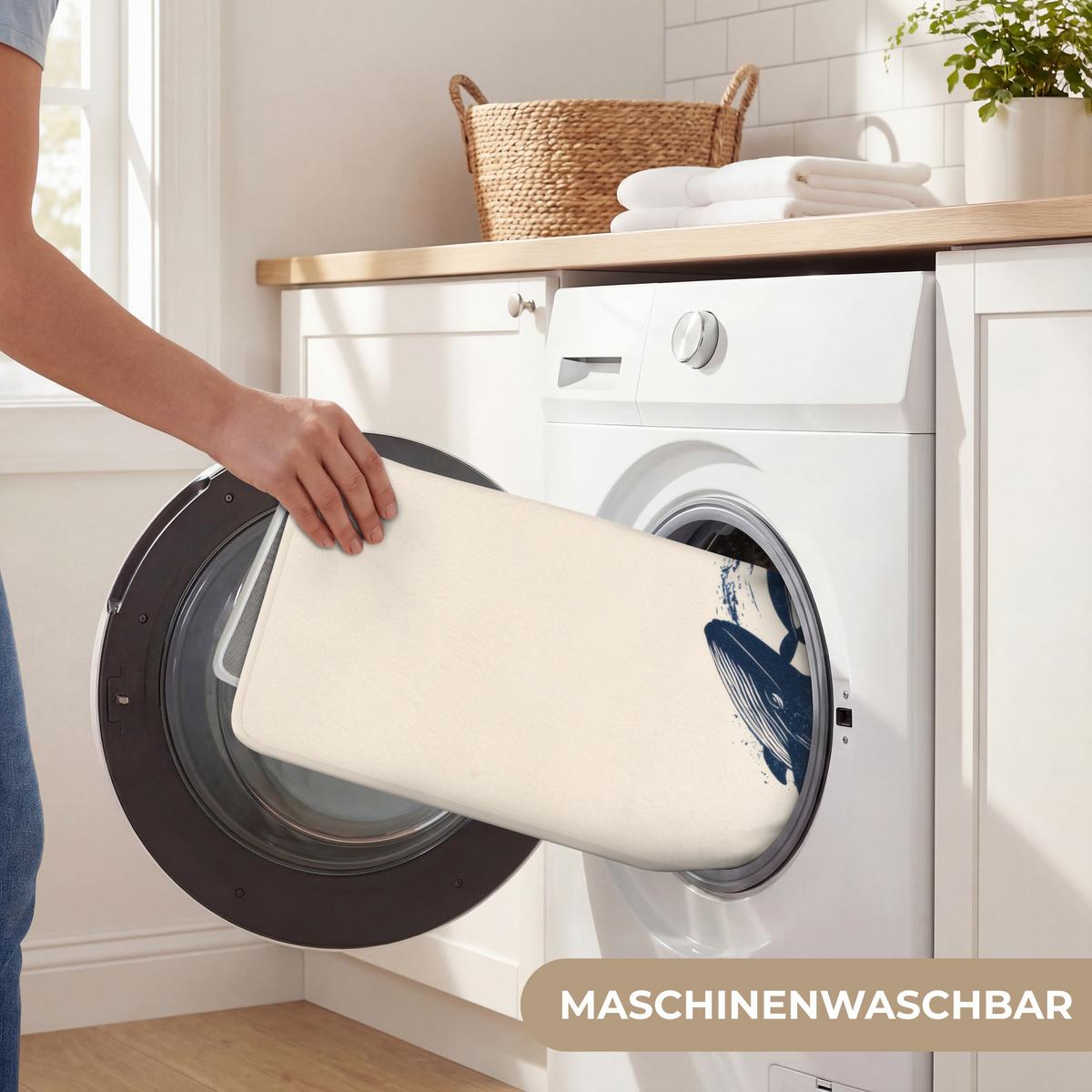 BADEMATTE Wale - Spritzer - Kreis - Dunkelblau 120x60 cm - Dunkelblau, Textil (120/60cm) - OnlyWow
