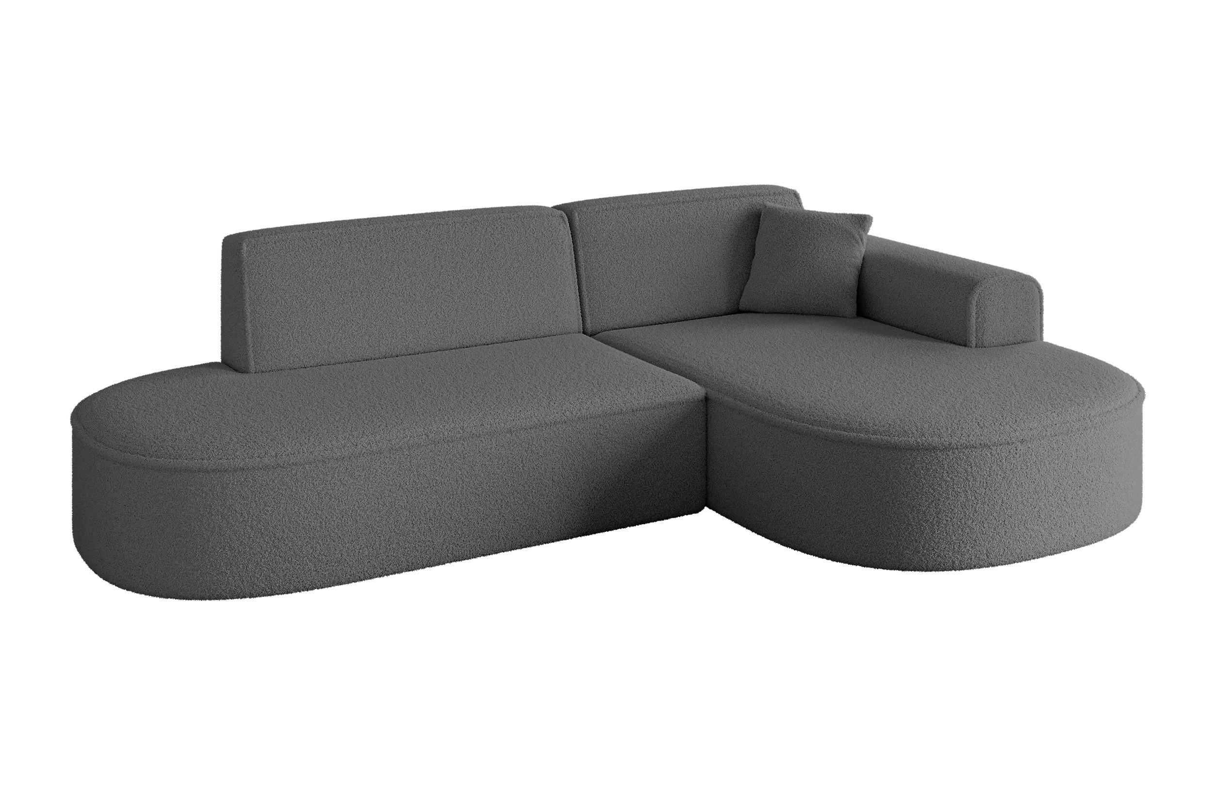 ECKSOFA Ottomane Rechts MARI-L1 - 243x171x79 cm Grau Bouclé - Schwarz/Grau, Holzwerkstoff/Kunststoff (234/163cm) - ALTDECOR