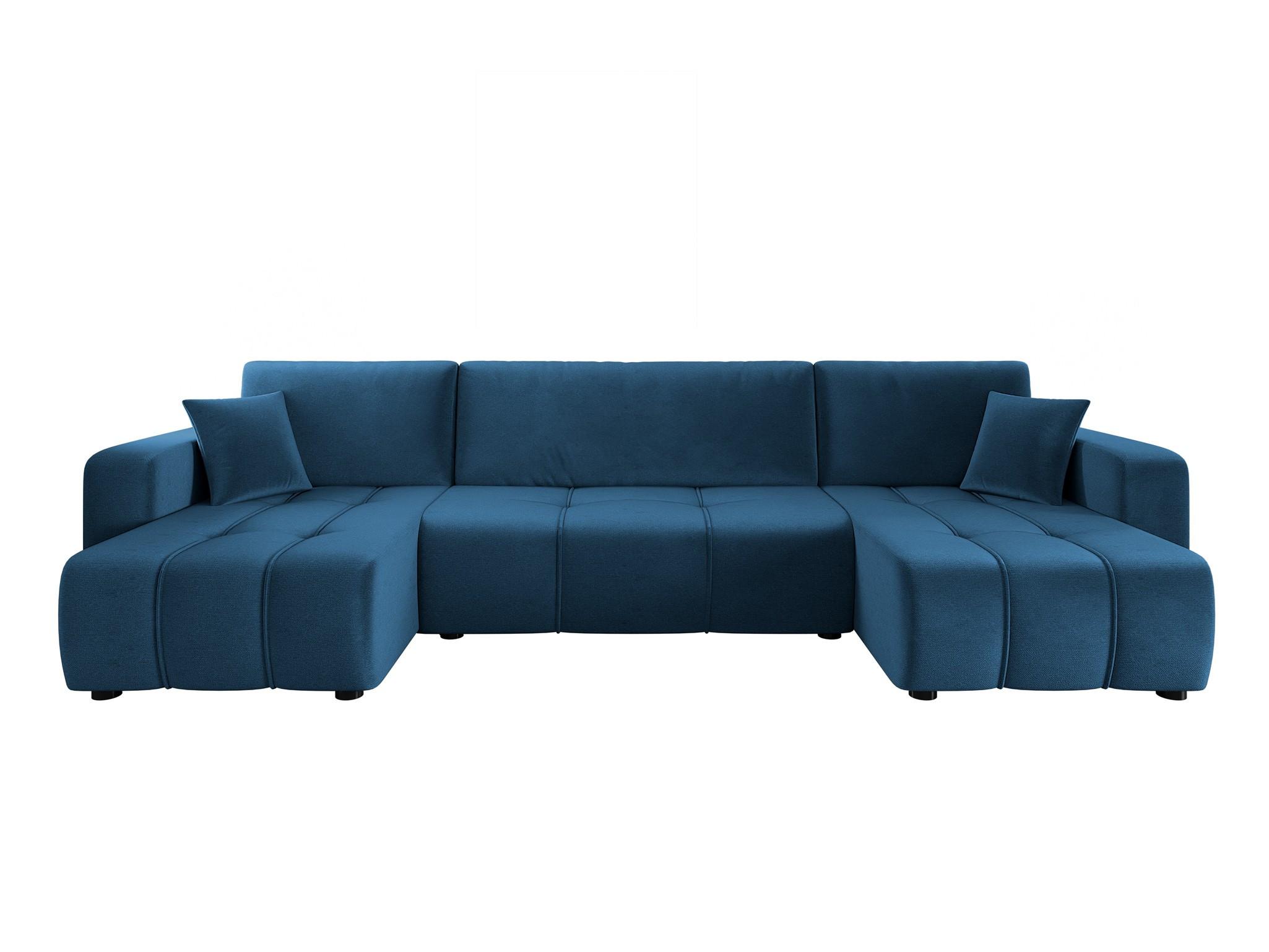 WOHNLANDSCHAFT Dagny - Blau, Holzwerkstoff/Textil (317/85/146cm) - Fun Möbel