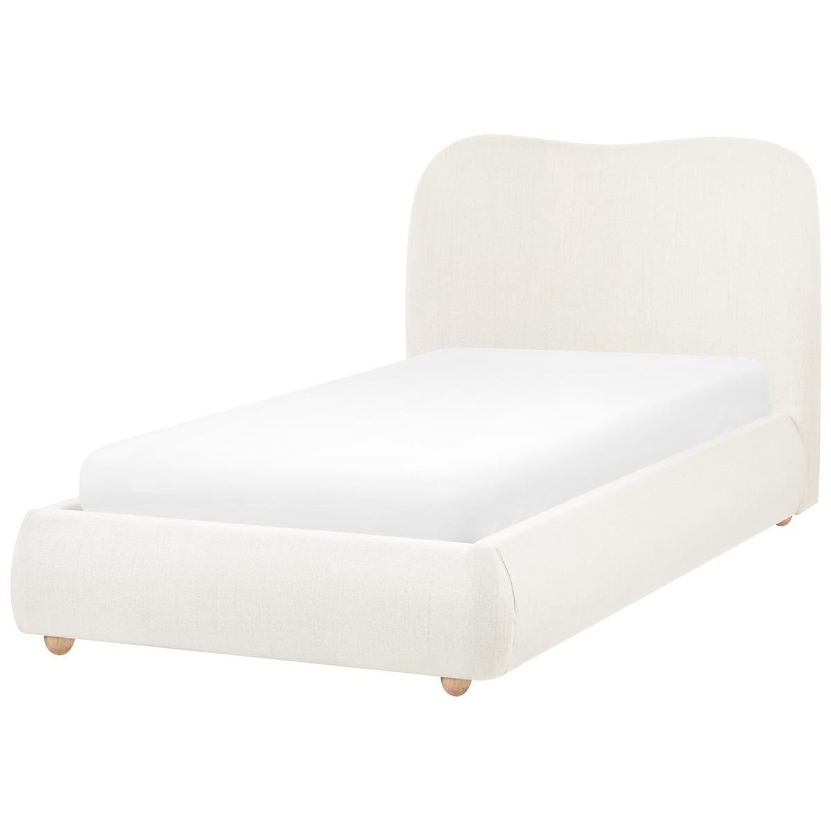 BETT mit Stauraum 90/200 cm Stoff Cremeweiß Blagnac - Creme, Textil (90/200cm) - Beliani