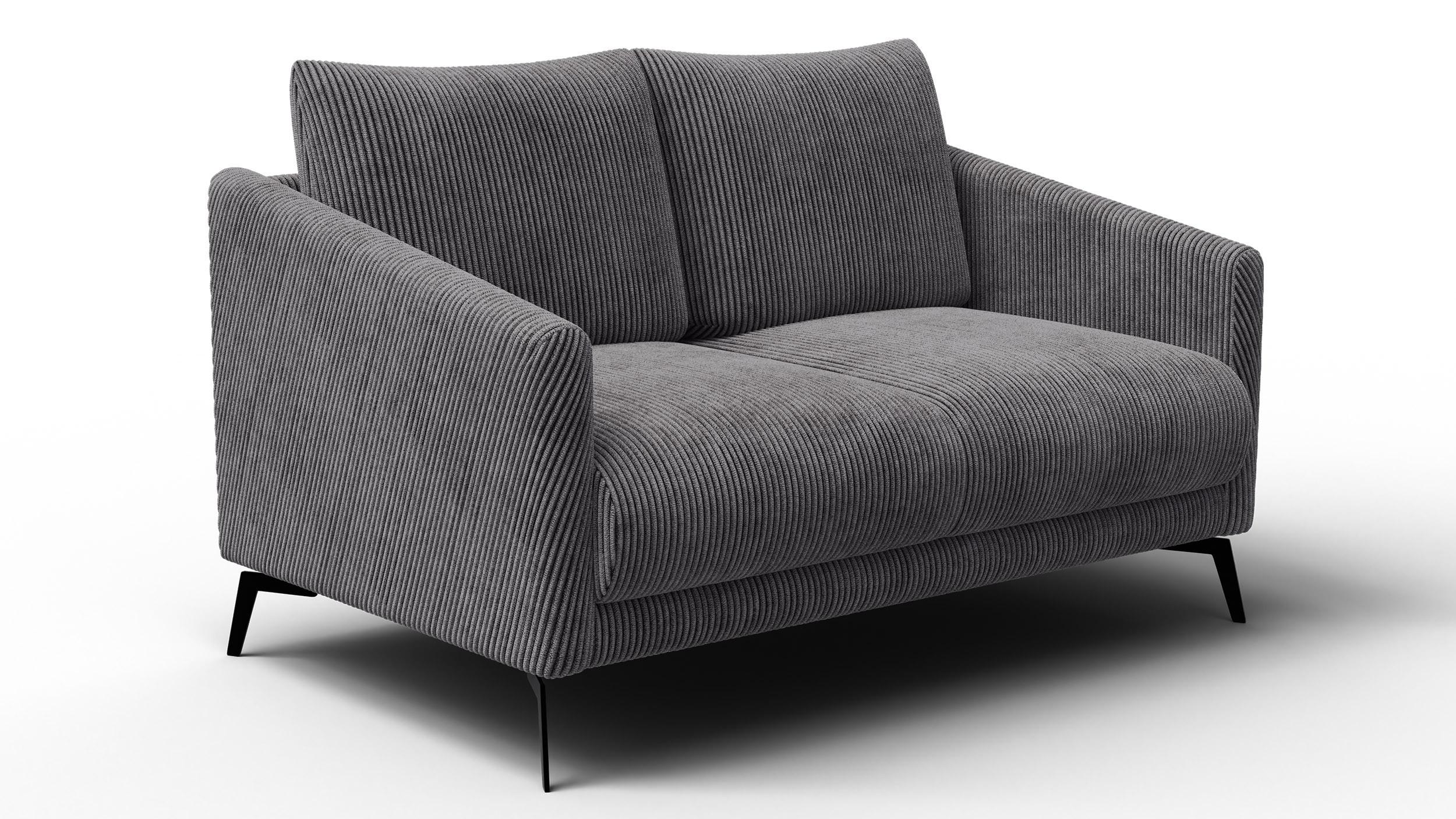 SOFA VILT 2-Sitzer, dunkelgrau - Dunkelgrau/Schwarz, Holzwerkstoff/Textil (142/89/94cm) - Wozimo