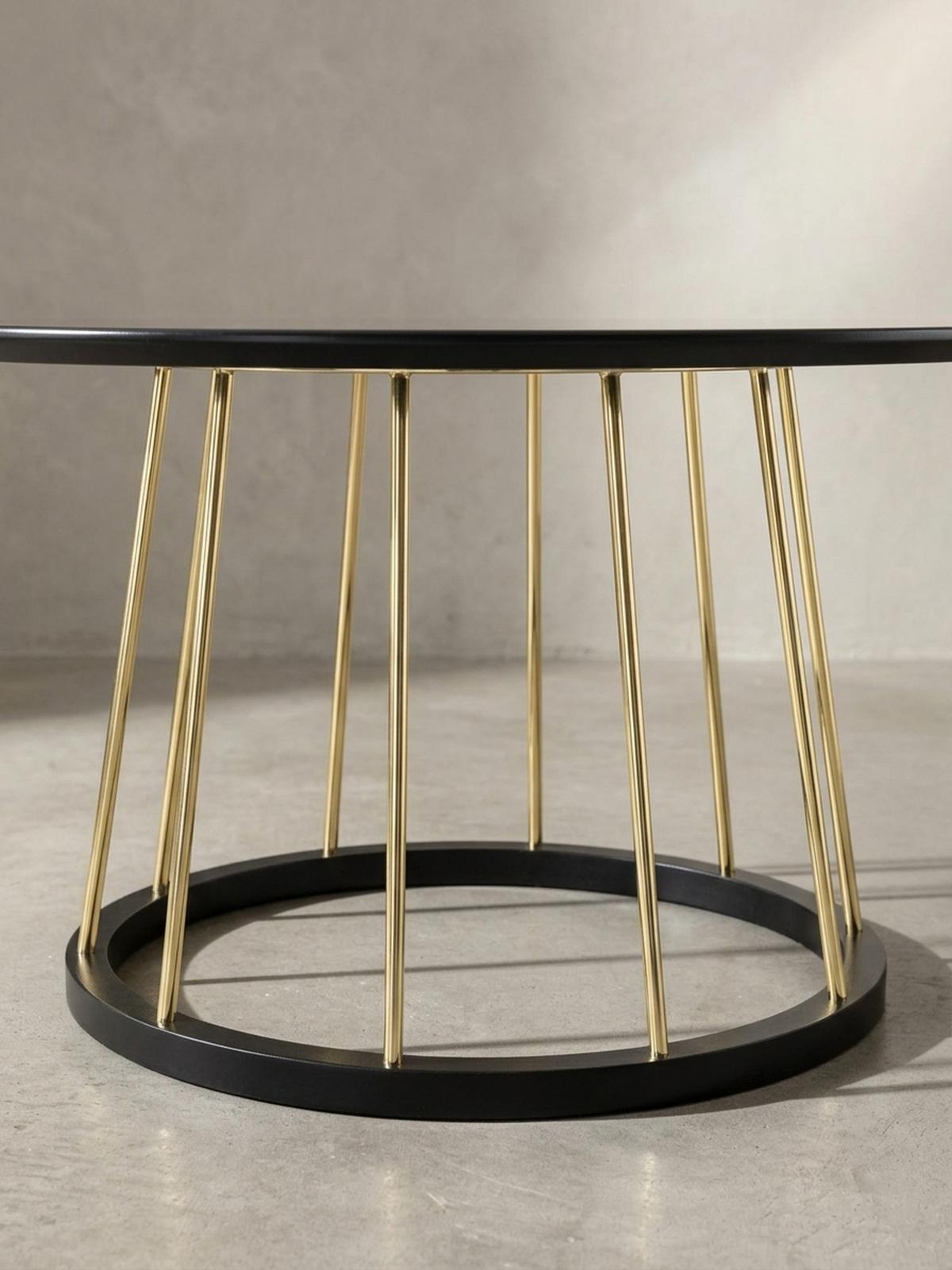 COUCHTISCH Schwarz Gold, Metall mit großer Ablagefläche, elegantes Design - Goldfarben/Schwarz, Holz/Metall (80/80/42cm) - KADIMA DESIGN