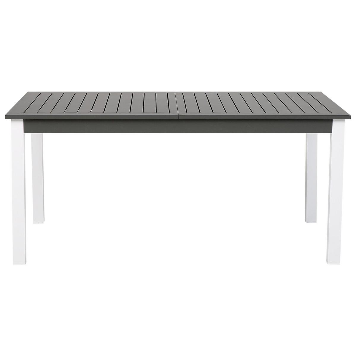 GARTENMÖBEL SET 8-Sitzer Aluminium dunkelgrau Pancole - Weiß/Grau, Metall - Beliani