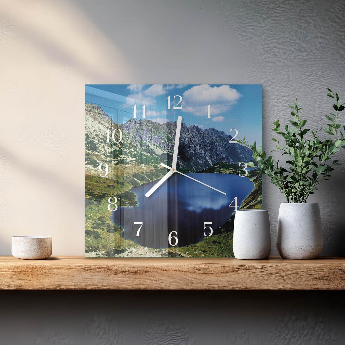 WANDUHR aus Glas 30x30 cm - Morskie Oko - Blau, Glas (30/30/0.4cm) - TULUP