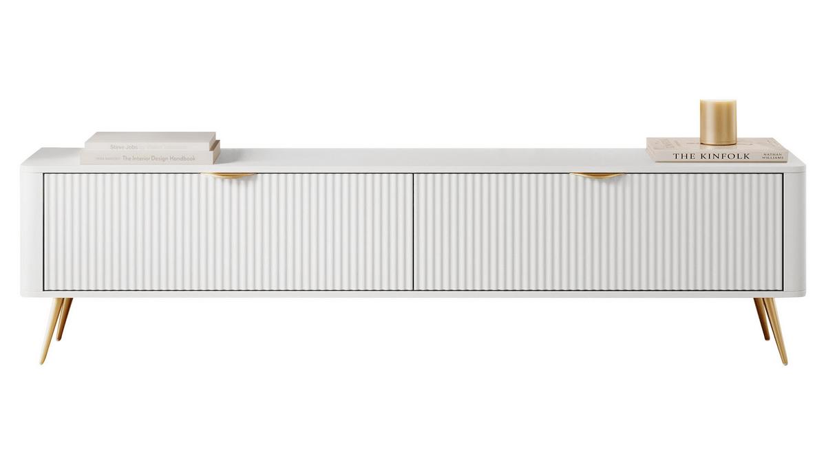 TV-ELEMENT Lante 200 2D - Goldfarben/Weiß, Holzwerkstoff/Metall (200/52/38cm) - MIRJAN24