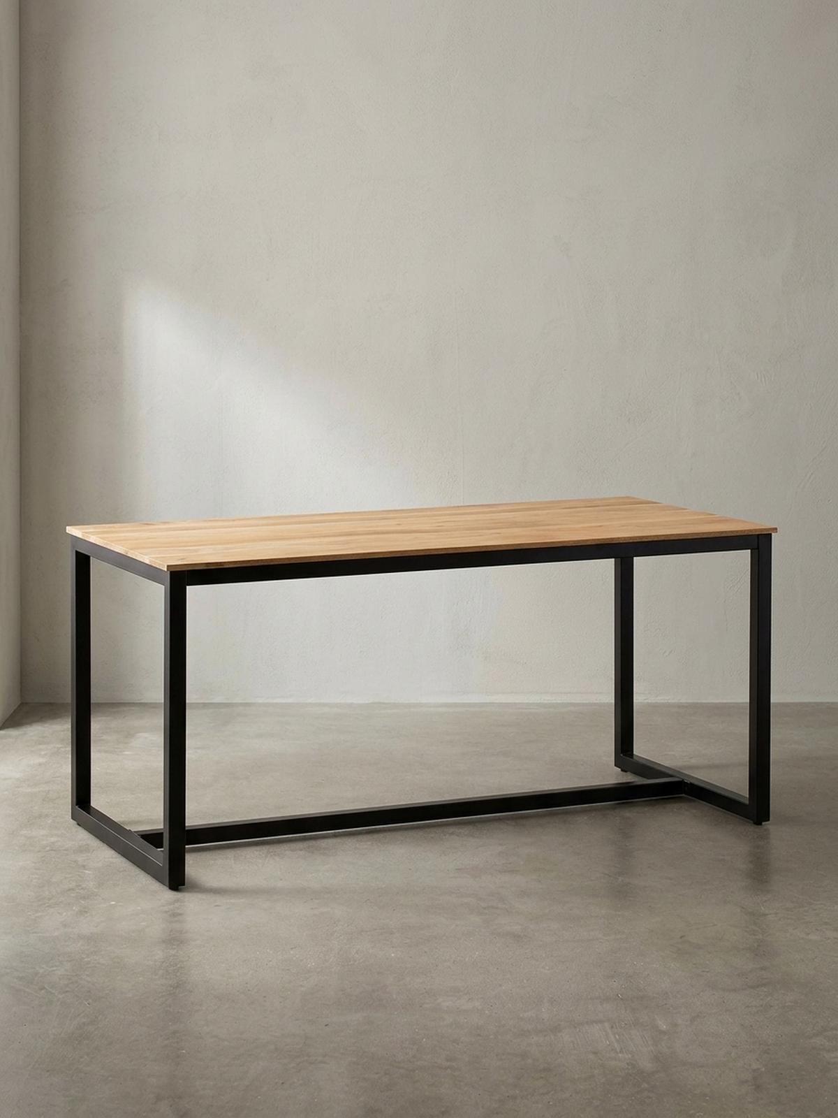 ESSTISCH Massivholz Metall Rechteckig Loft-Stil, Akazie 160x80x76 cm - Schwarz/Akaziefarben, Holz/Metall (80/160/76cm) - KADIMA DESIGN