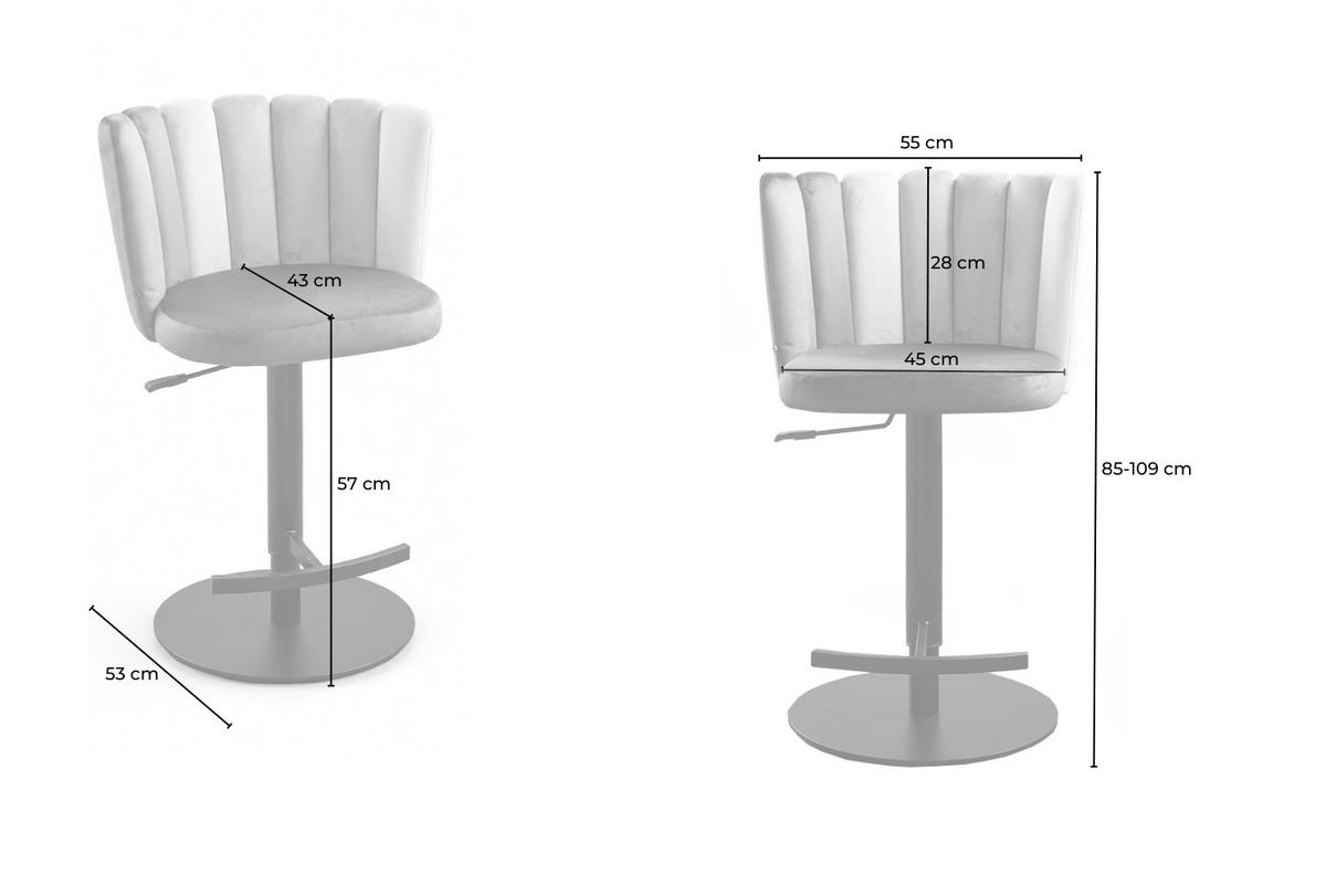 BARHOCKER JADA Braun Velvet Höhenverstellbar, Drehbar (360°) (1er-Set) - Braun, Kunststoff/Textil (55/85/53cm) - KAWOLA