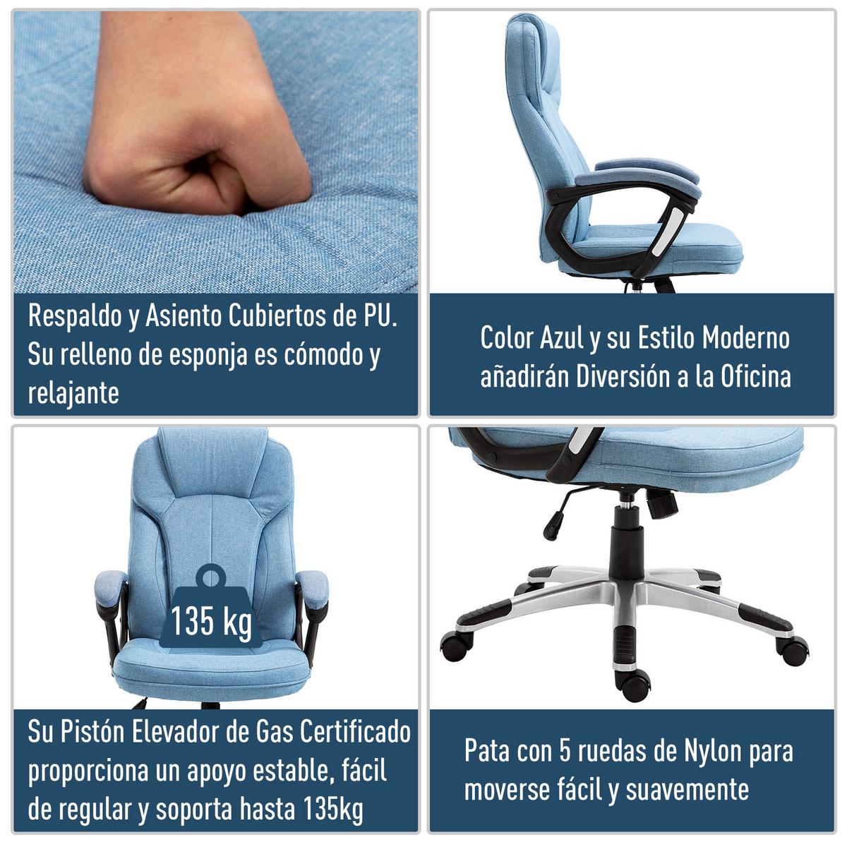 BÜROSTUHL, Ergonomisch, Hellblau - Hellblau, Kunststoff (75/58/66cm) - Vinsetto