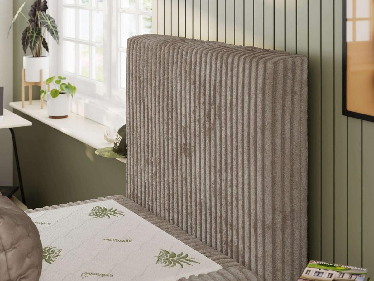JUGENDBETT TILIO 90/200 - Hellbraun - H3 - Rechts Seite - Hellbraun, Textil (200/90cm) - MKS