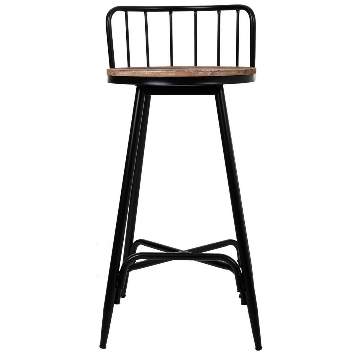 BARHOCKER aus Metall und Holz, grau, 41x88cm - Schwarz, Holz (41/88/41cm) - Wanderlust
