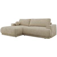 ECKSCHLAFSOFA RINA L Beige Schenille glatt - links - Beige/Schwarz, Kunststoff/Textil (267/170cm) - MKS