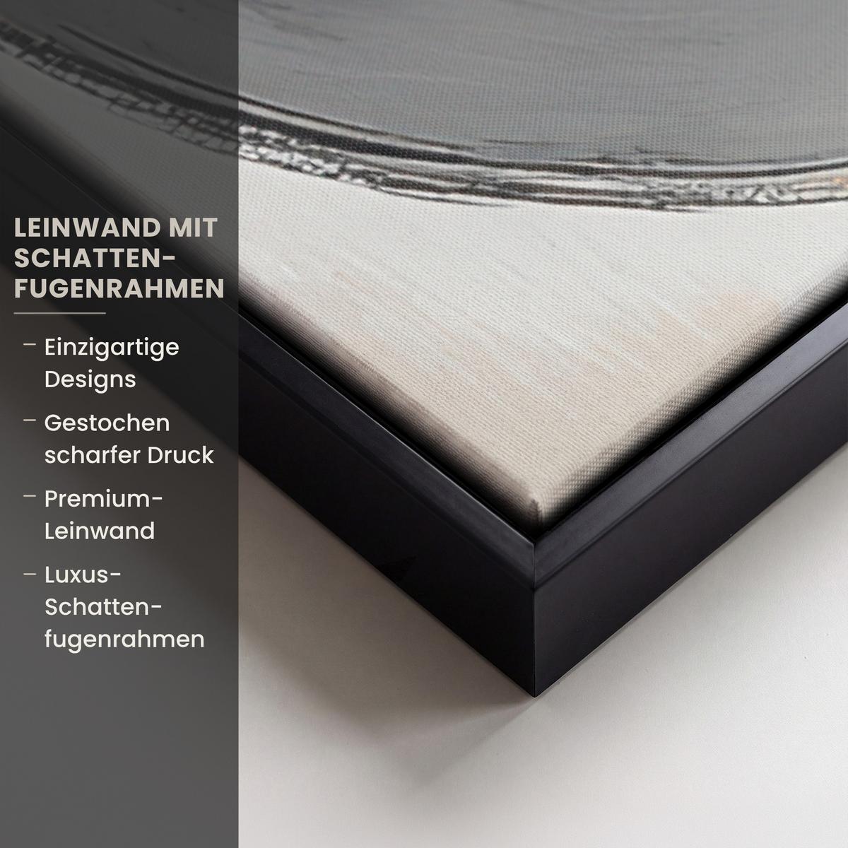 LEINWAND Bilder mit Rahmen - Abstrakt - Gold - Silber - Formen - Ästhetisch - Modern - 90x90 - Goldfarben, Textil (90/90cm) - MuchoWow