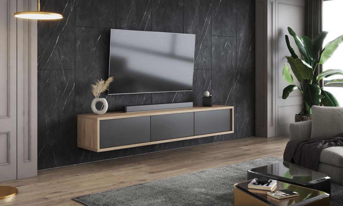 TV-LOWBOARD Moddern Eiche / Anthrazit 180 cm - Eichefarben/Anthrazit, Holzwerkstoff (180/32/36cm) - Selsey