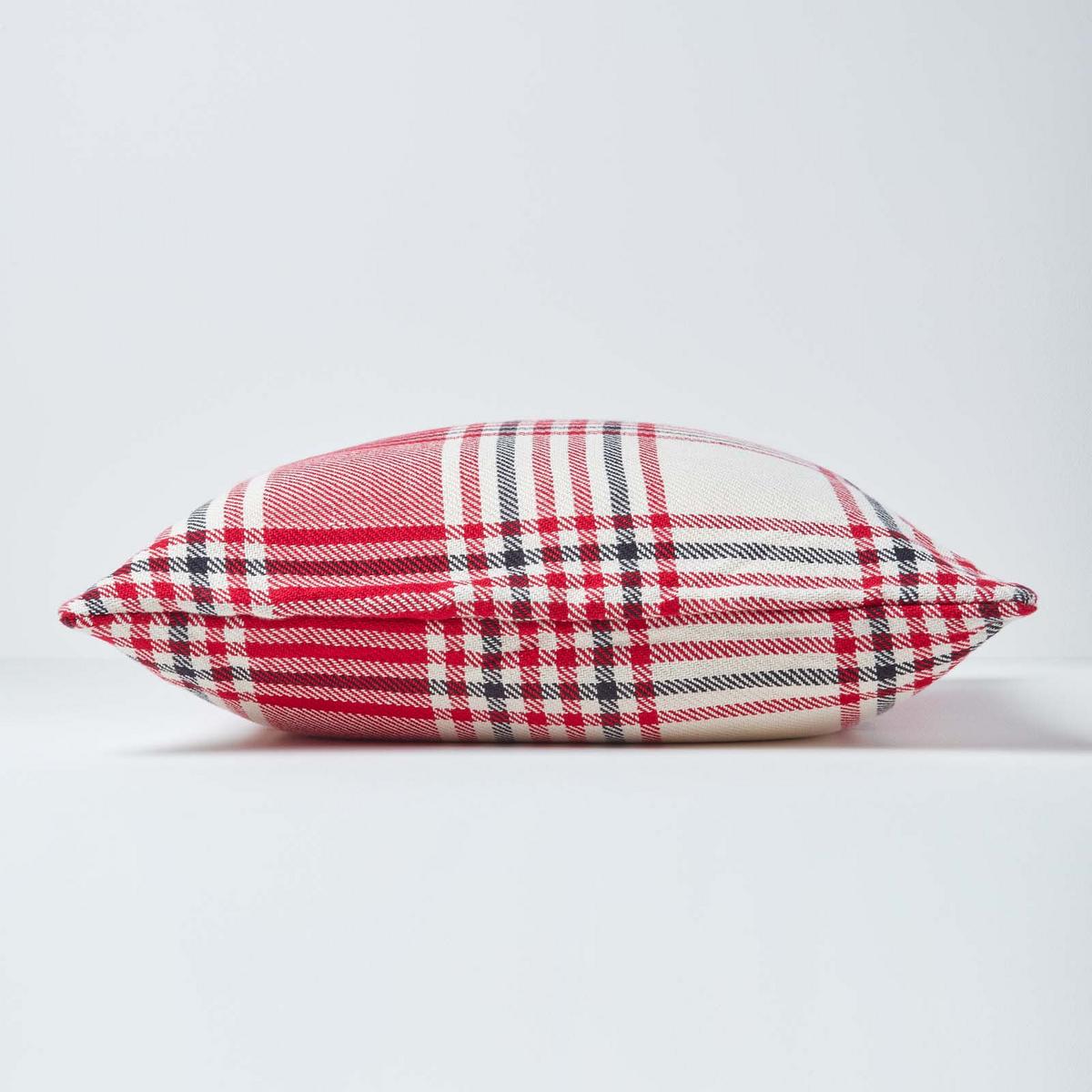 KISSENHÜLLE Schottenkaro 45/45 cm - Rot/Weiß, Textil (45/45cm) - Homescapes