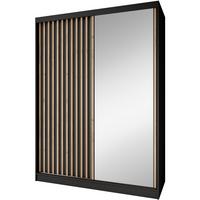 SCHWEBETÜRENSCHRANK Donatello mit 2 Türen. 160 cm, Schwarz+eiche Artisan - Schwarz/Eiche Artisan, Holzwerkstoff (160/205/60cm) - Beautysofa