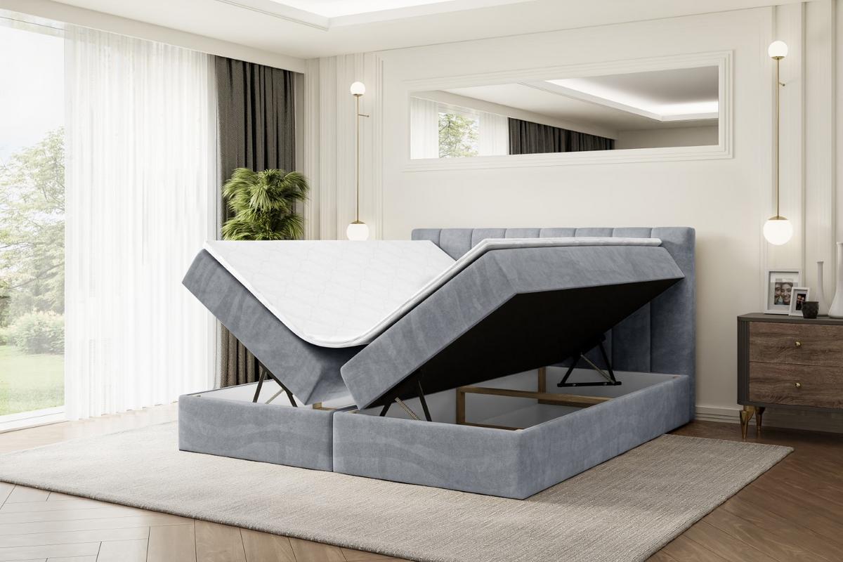 BOXBETT mit Matratze H4 und Lattenrost - OTTA - 180x200 cm - H4 - Grau - Grau, Holzwerkstoff (180/200cm) - ALTDECOR