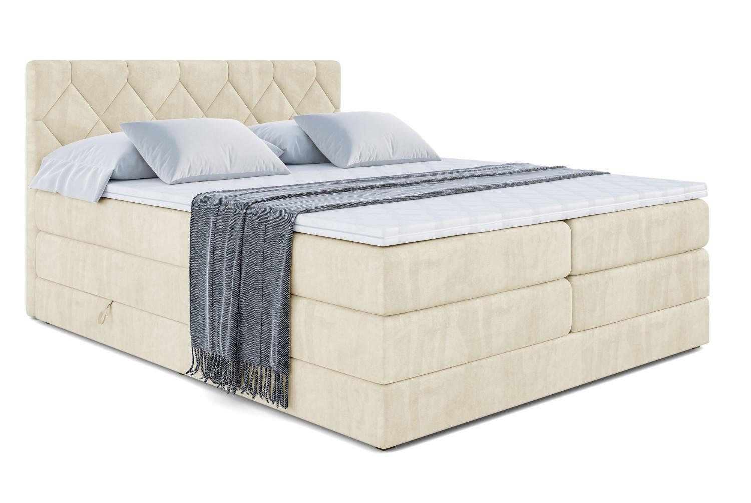 BOXSPRINGBETT CATOR KING - 180x200 - H3/H4 - Beige - Beige, Holzwerkstoff (180/200cm) - ALTDECOR