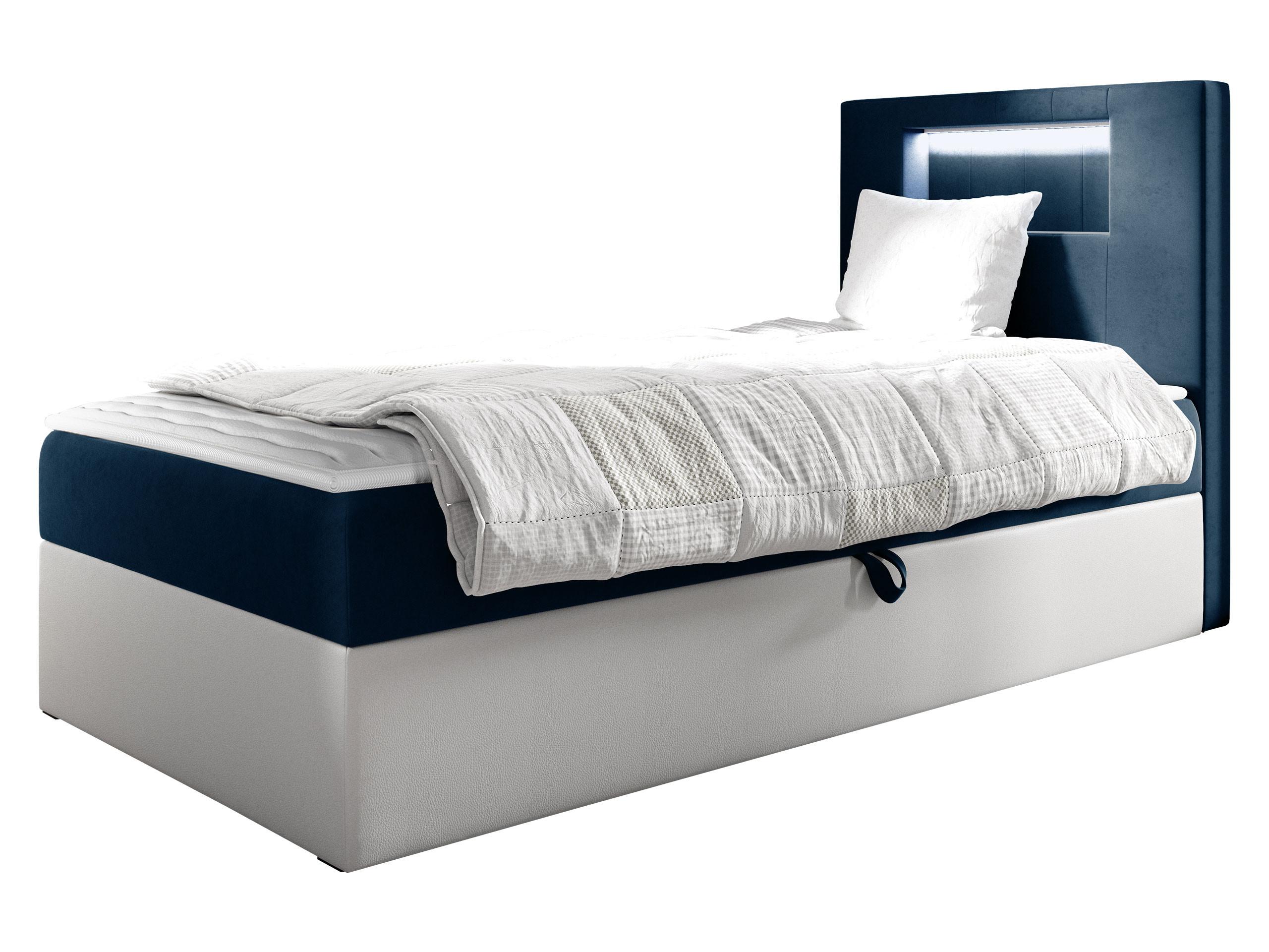 BOXBETT Gold Junior 1, Seite zum Öffnen des Bettkastens: Rechts - H3 - Blau/Weiß, Holz (90/200cm) - MIRJAN24