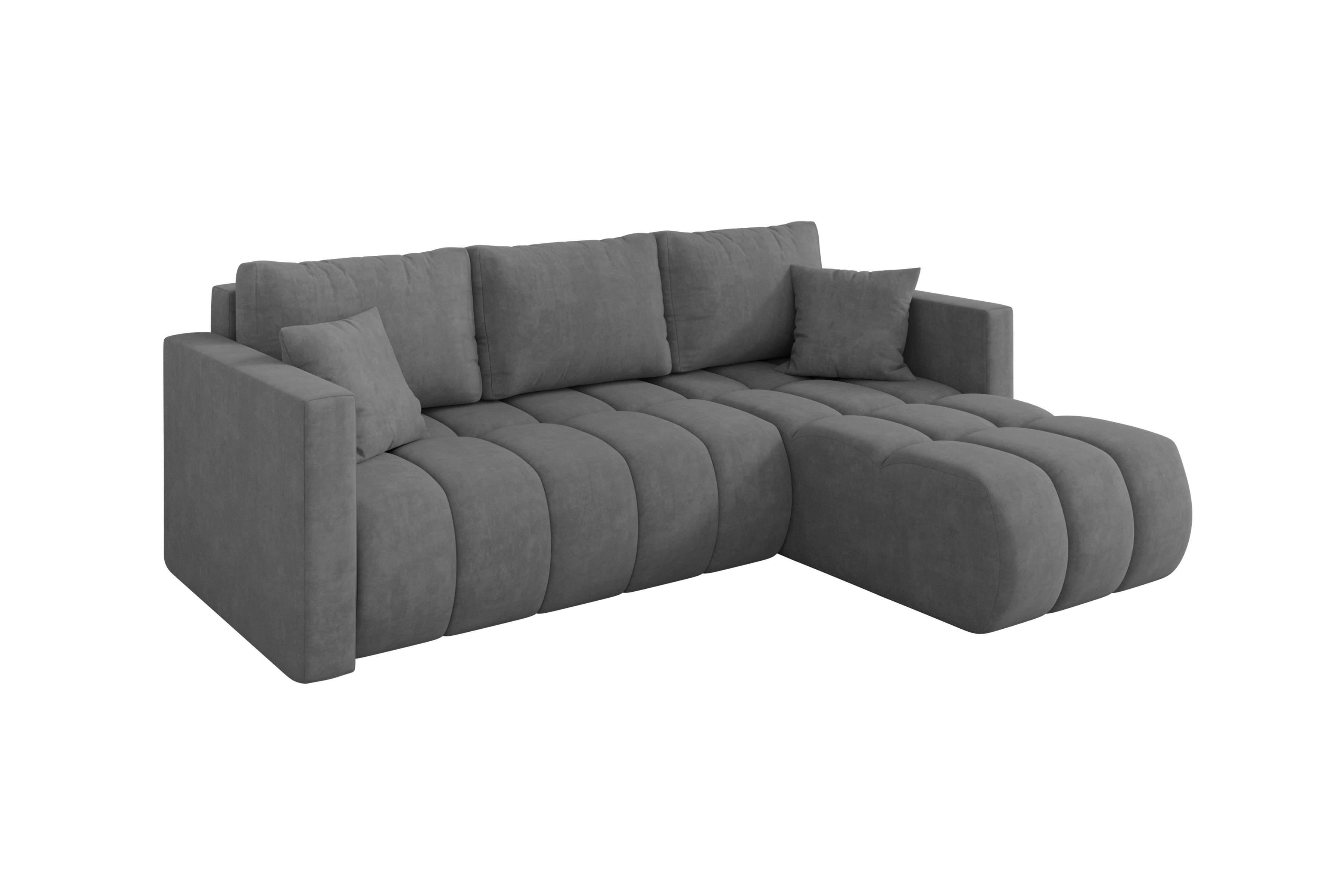 ECKSOFA mit Schlaffunktion Ottomane Rechts GARD-L 226x146x85 Grau Velours - Taupe/Schwarz, Holzwerkstoff/Kunststoff (226/146cm) - ALTDECOR