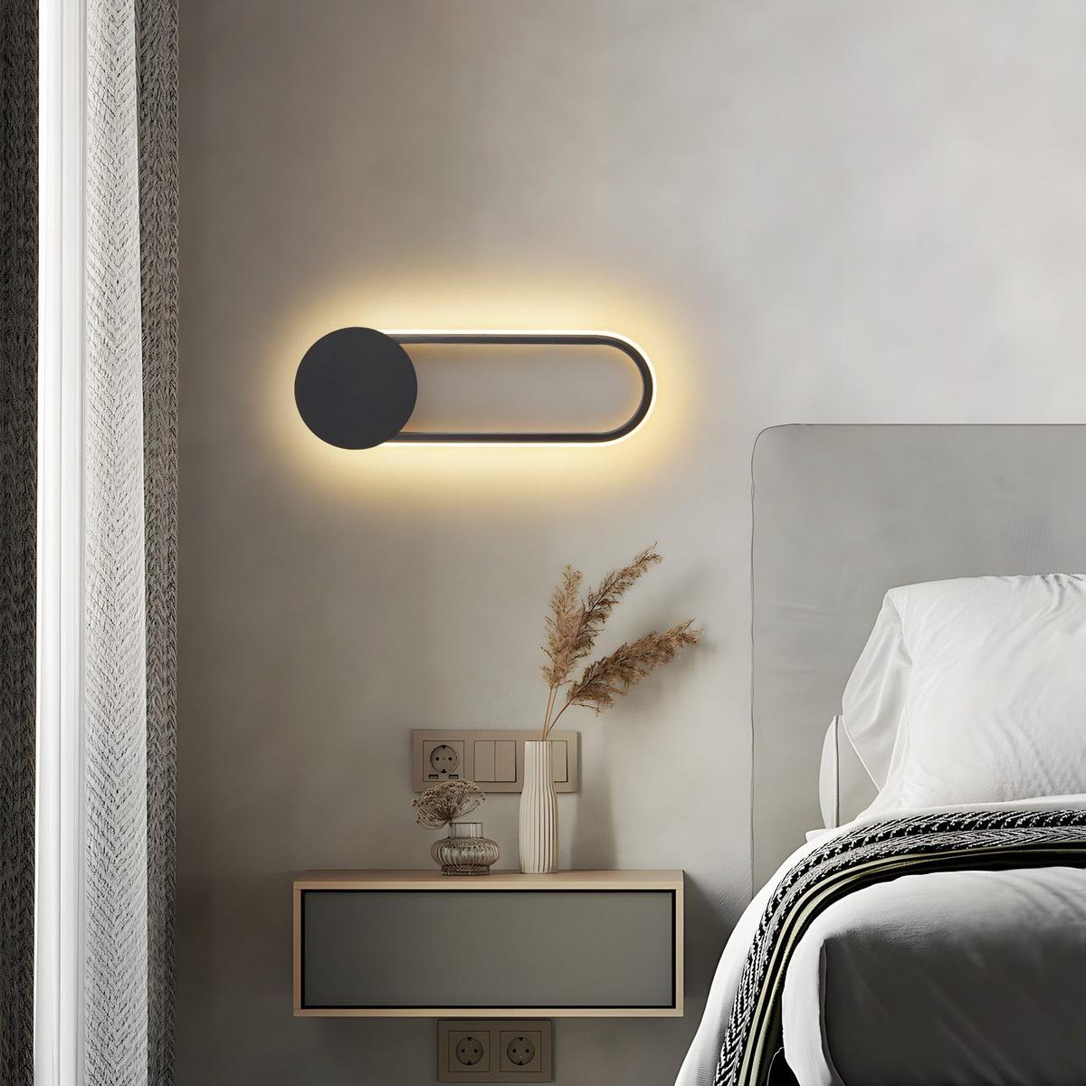 LED WANDLEUCHTE FRANKS II 41.5/14/4 cm - Schwarz, Metall (14/4/41.5cm) - Nettlife