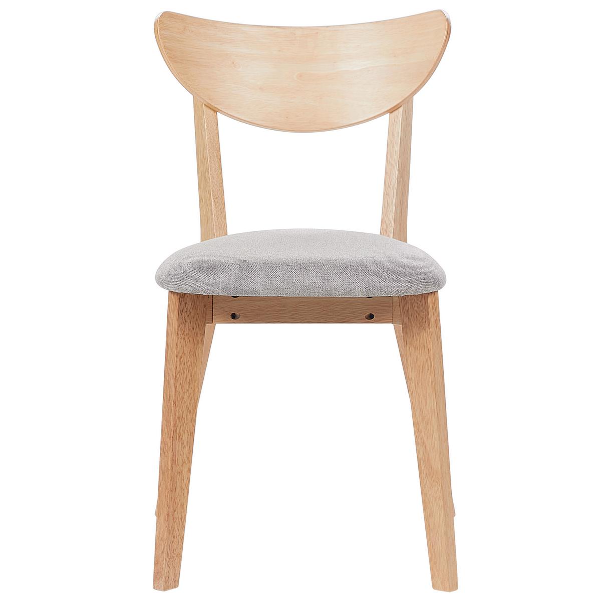 ESSZIMMERSTUHL 2er-Set Gummibaumholz Heller Holzfarbton Erie - Hellbraun, Holz/Textil (46/80/46cm) - Beliani