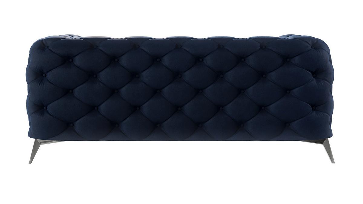 CHESTERFIELD-SOFA 2-Sitzer Laura Marineblau Samt - Silberfarben/Dunkelblau, Holz/Textil (185/75/100cm) - S-Style