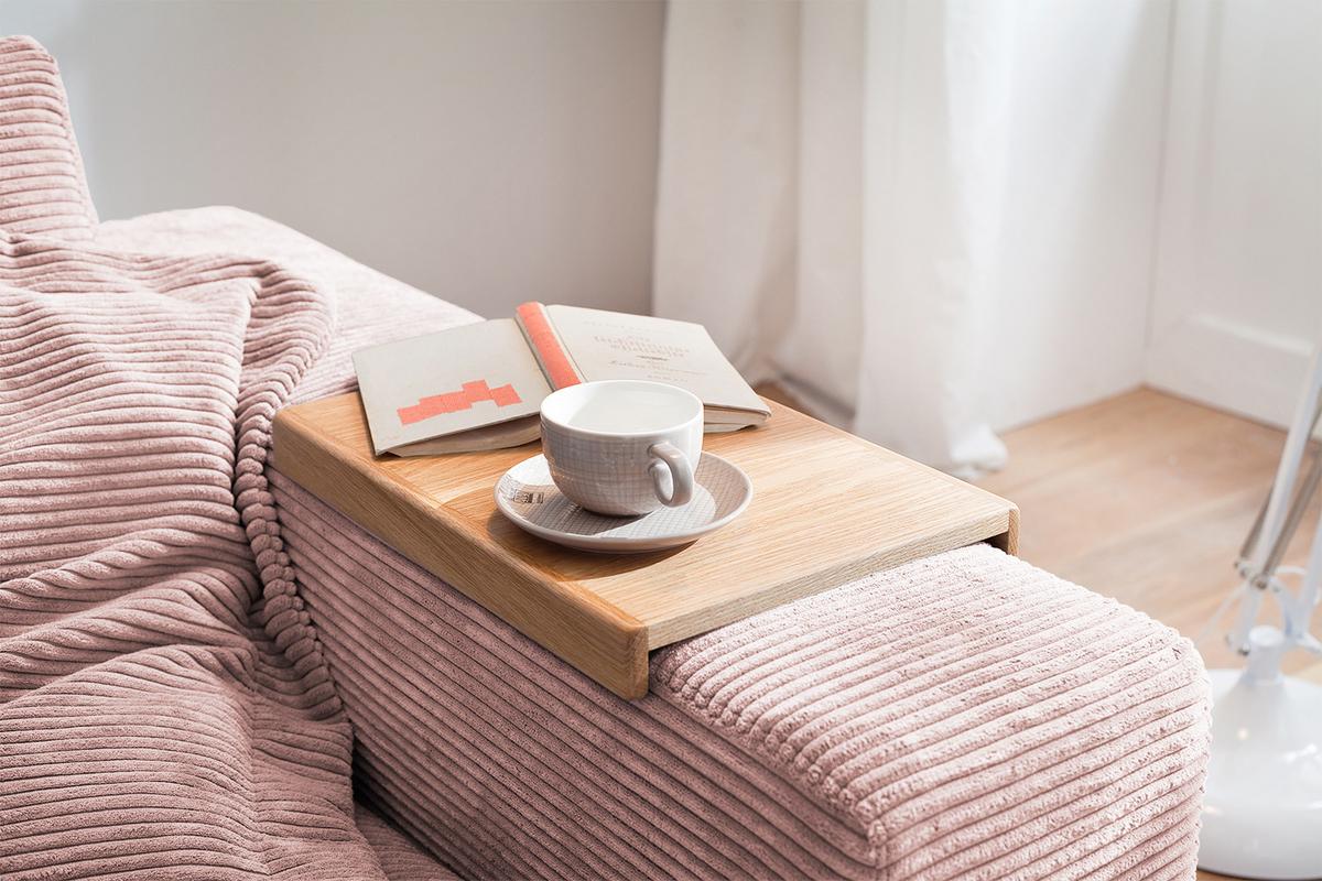 SOFA 2-SITZER MADELINE Pink Cord - Schwarz/Rosa, Kunststoff/Textil (230/85/127cm) - KAWOLA