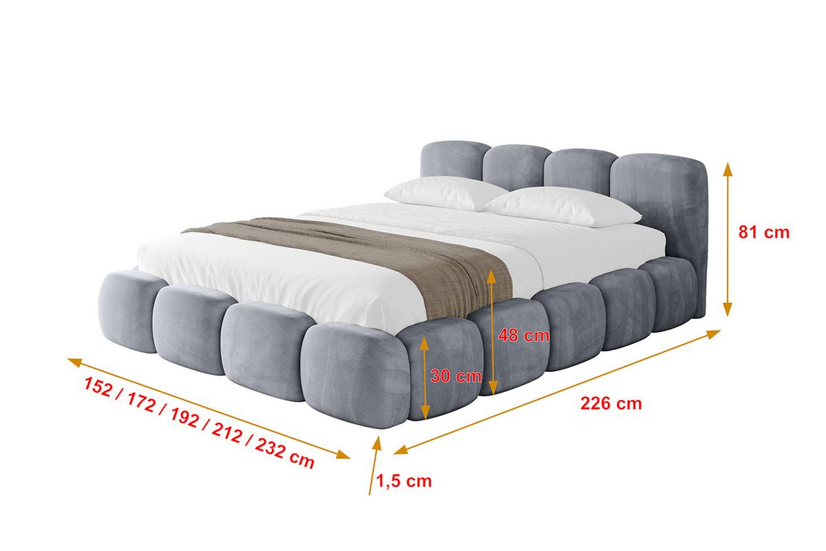POLSTERBETT mit Bettkasten und Lattenrost, Bett mit Matratze H3/H4 - KALA-v1 180x200 Grau - Grau, Holzwerkstoff/Textil (180/200cm) - ALTDECOR