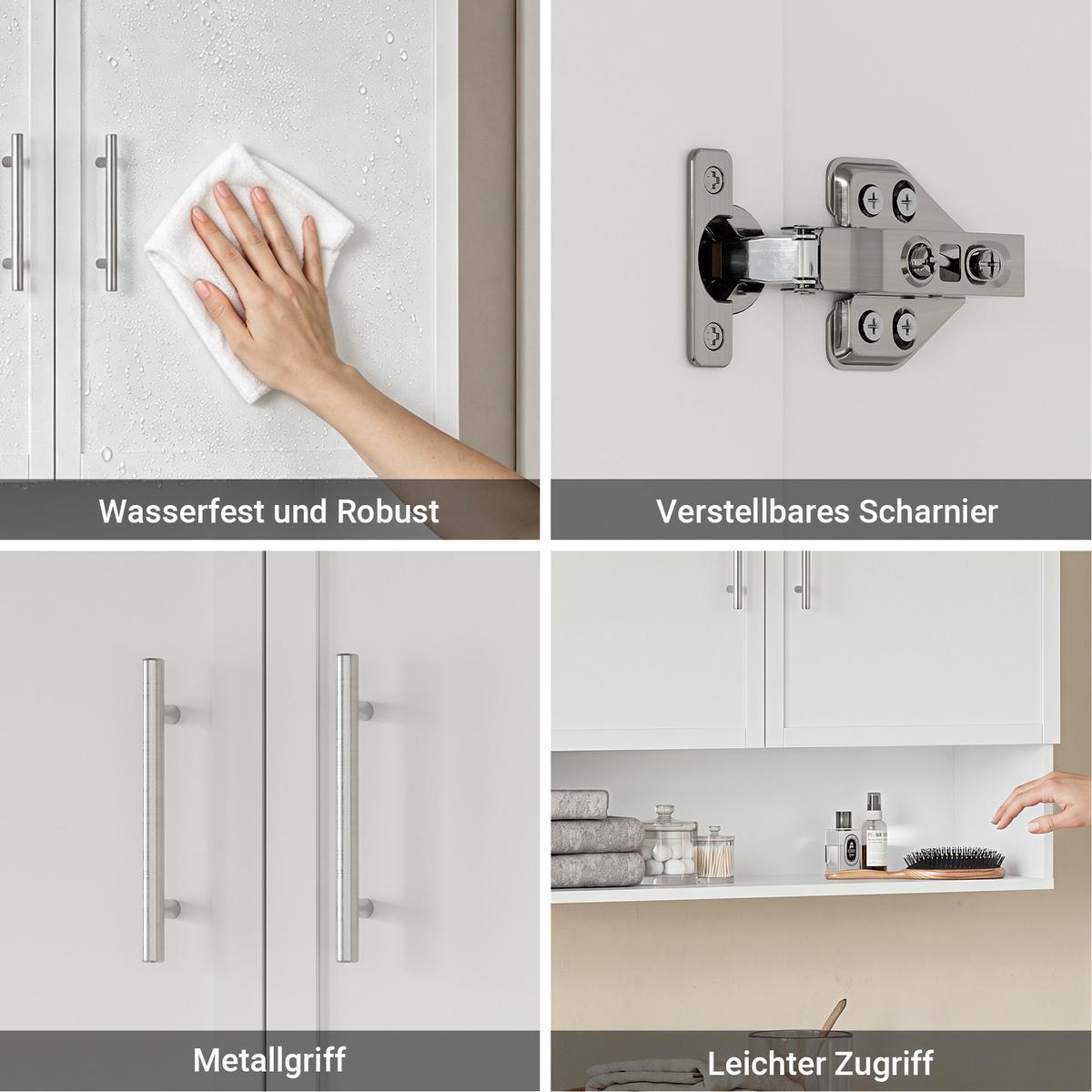 WANDSCHRANK mit offenen Fach und Doppeltüren BZR233-W - Weiß, Holzwerkstoff (90/28.5/70cm) - SoBuy