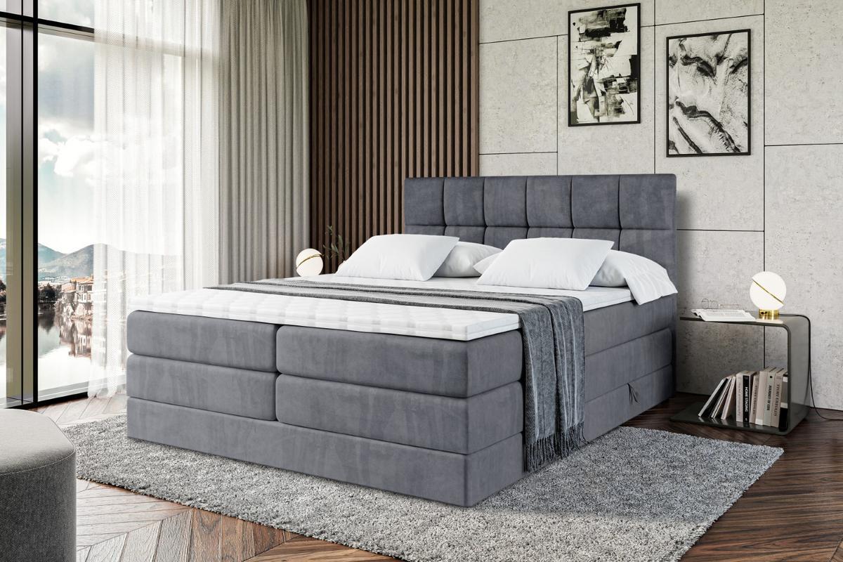 BOXSPRINGBETT RICAR KING - 200x200 - H3/H4 - Dunkelgrau - Dunkelgrau, Holzwerkstoff (200/200cm) - ALTDECOR