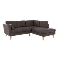 ECKSOFA Mario Braun - Khaki Microfaser - Braun/Naturfarben, Buchenholz/Textil (221/186cm) - S-Style Möbel