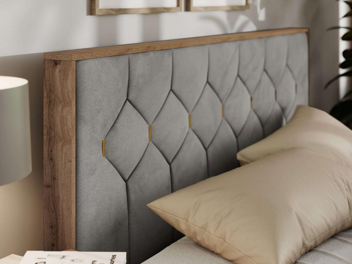 POLSTERBETT LARINO CLASSIC 180/200 - Hellgrau Velvet - Multipocket-Matratze - Hellgrau, Textil (180/200cm) - MKS