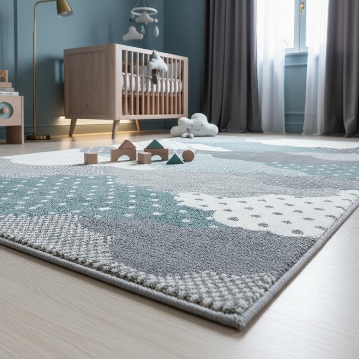 KINDERTEPPICH COGNE, mit Wolken-Motiv, Blau, 80 x 150 cm - Blau, Textil (150/80cm) - KADIMA DESIGN