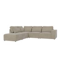 ECKSOFA modularer Leox Beige Samt-Stoff - Beige/Schwarz, Kunststoff/Textil (305/281cm) - S-Style Möbel
