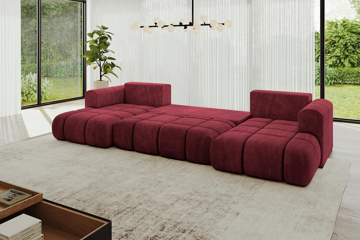 WOHNLANDSCHAFT CLOUD-U 405x185x90 Bordeaux Velours - Bordeaux, Holzwerkstoff/Kunststoff (405/90/185cm) - ALTDECOR