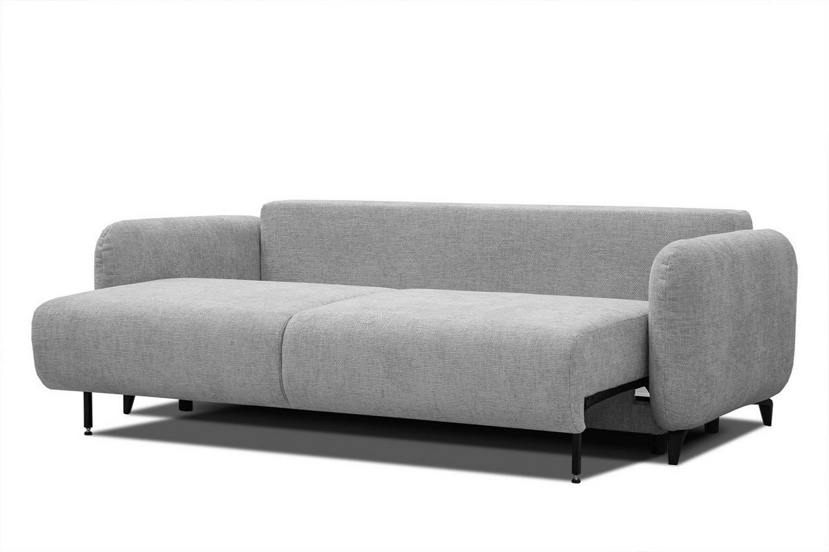 SOFA DRAKE 3-Sitzer mit Schlaffunktion, hellgrau - Hellgrau/Braun, Holz/Textil (232/90/107cm) - Wozimo
