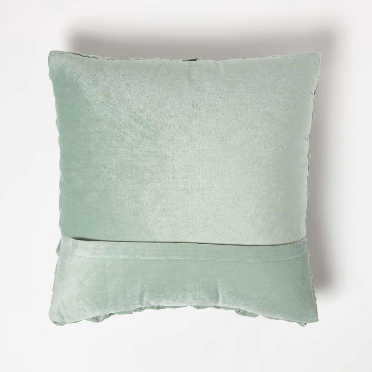 SAMTKISSEN Grace mint 45/45 cm plissiert in Flechtoptik - Mintgrün, Textil (45/45cm) - Homescapes