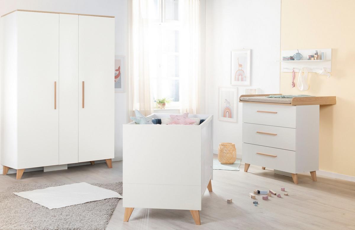BABYZIMMER Leon 3-teilig II - Weiß, Holz (1/1/1cm) - Roba
