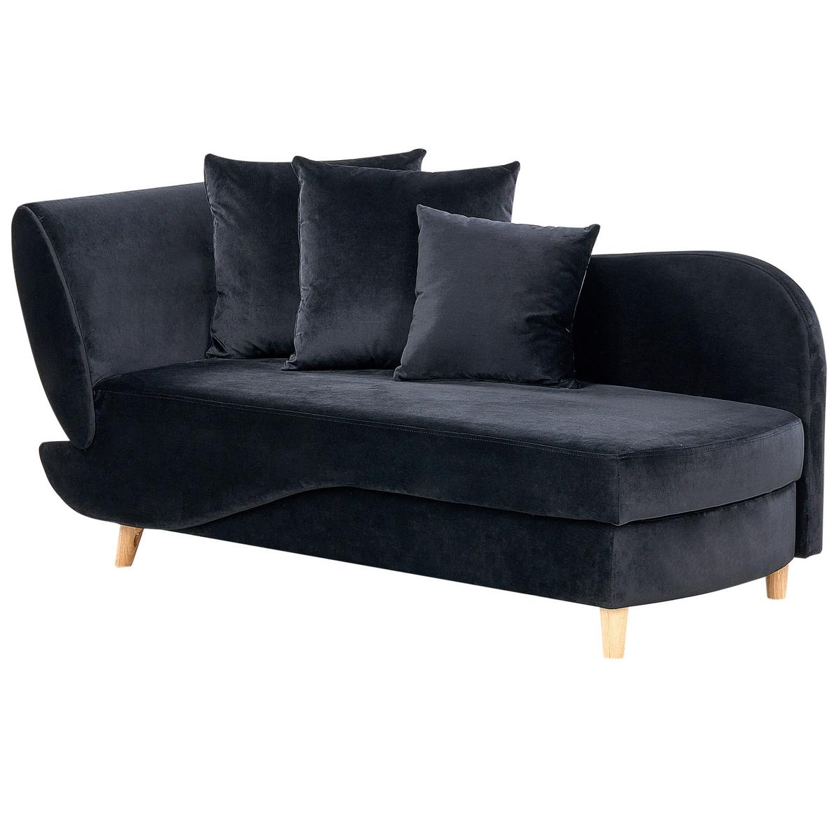CHAISELONGUE-LINKSSEITIGE Schwarz Meri - Schwarz/Braun, Textil (155/76/69cm) - Beliani